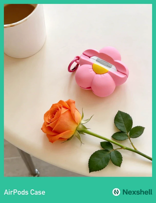 Alt view image 4 of 5 - for AirPods 3 Case Cute, 3D Kawaii Pink Flower Design with Keychain, Protective Shockproof Thick Silicone Cover, for AirPods 3rd Generation 2021for Women Girls Teens Kid Gift