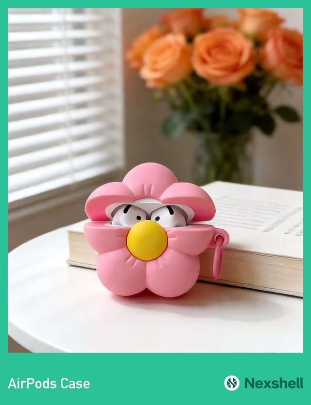 Alt view image 5 of 5 - for AirPods 3 Case Cute, 3D Kawaii Pink Flower Design with Keychain, Protective Shockproof Thick Silicone Cover, for AirPods 3rd Generation 2021for Women Girls Teens Kid Gift