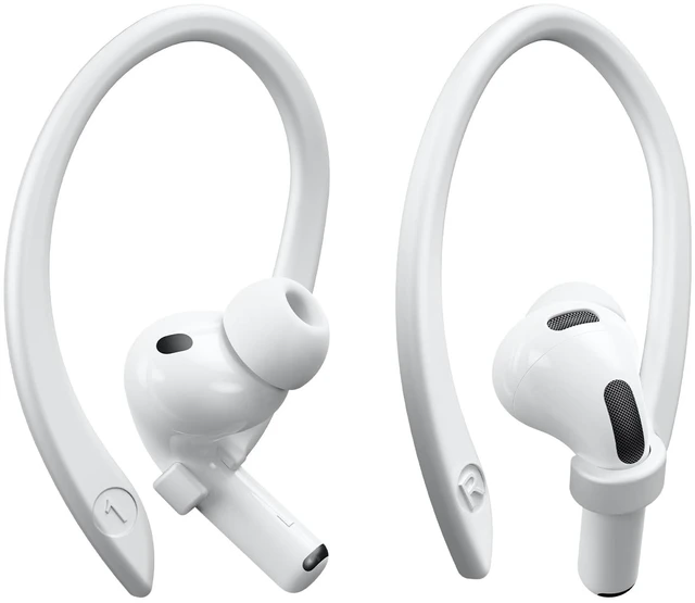 Main image of 2 Pairs Ear Hooks for AirPods 5 AirPod Pro 3-1 AirPod 4-1 White M & L Size Pairs, Anti Slip Sports Hooks, Upgraded Full Button Access, Compatible with all AirPods Model, Comfortable to wear