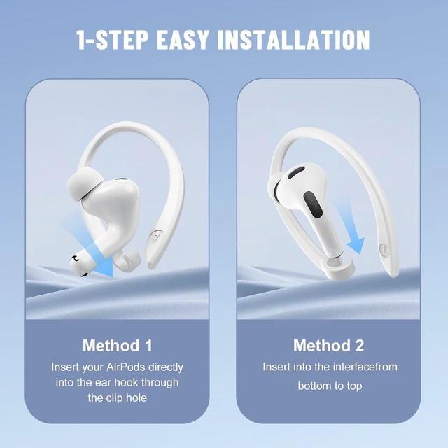 Alt view image 7 of 7 - 2 Pairs Ear Hooks for AirPods 5 AirPod Pro 3-1 AirPod 4-1 White M & L Size Pairs, Anti Slip Sports Hooks, Upgraded Full Button Access, Compatible with all AirPods Model, Comfortable to wear