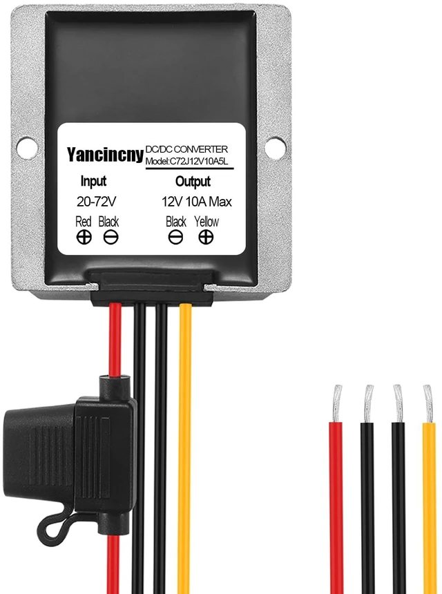 Main image of 10A 120W 12V Golf Cart 24V 36V 48V 72V to 12V DC Converter Voltage Regulator Reducer Transformer with Fuse - Waterproof DC Step Down Converter 24V to 12-V(Input Range: 20-72V)