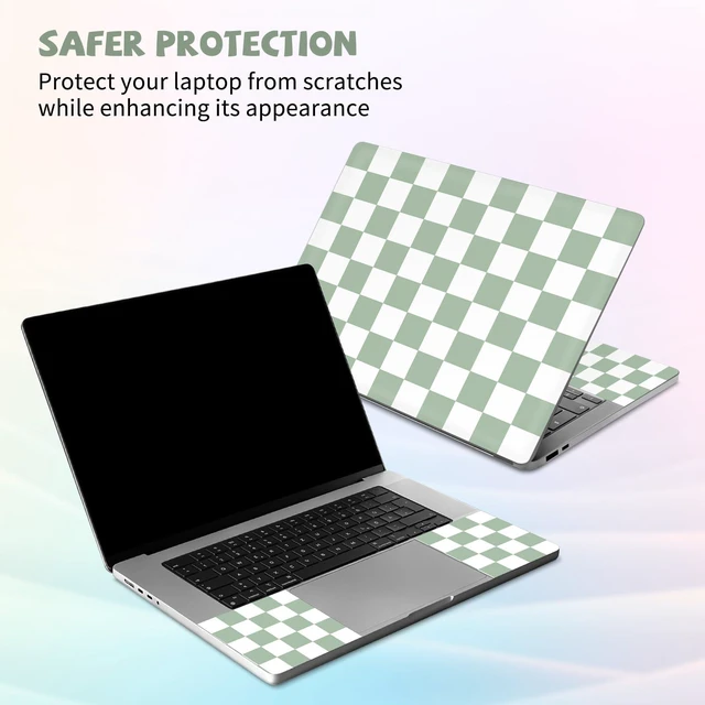Alt view image 3 of 6 - Green Checkered Laptop Skin Sticker Cute Netbook Skins Decal Laptop Cover Fit for 12.1 13 13.3 14 15 15.4 15.6 inch Laptop Waterproof Art Protector