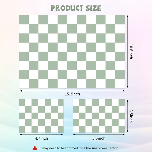 Alt view image 4 of 6 - Green Checkered Laptop Skin Sticker Cute Netbook Skins Decal Laptop Cover Fit for 12.1 13 13.3 14 15 15.4 15.6 inch Laptop Waterproof Art Protector