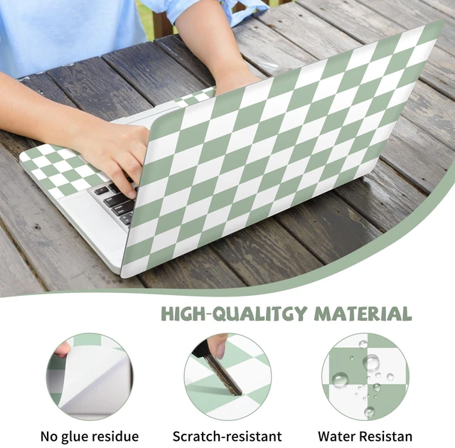 Alt view image 5 of 6 - Green Checkered Laptop Skin Sticker Cute Netbook Skins Decal Laptop Cover Fit for 12.1 13 13.3 14 15 15.4 15.6 inch Laptop Waterproof Art Protector