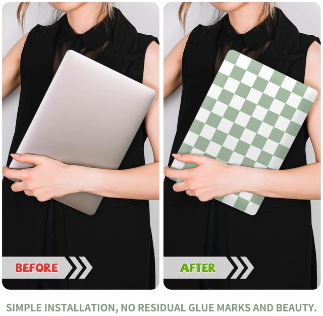 Alt view image 6 of 6 - Green Checkered Laptop Skin Sticker Cute Netbook Skins Decal Laptop Cover Fit for 12.1 13 13.3 14 15 15.4 15.6 inch Laptop Waterproof Art Protector