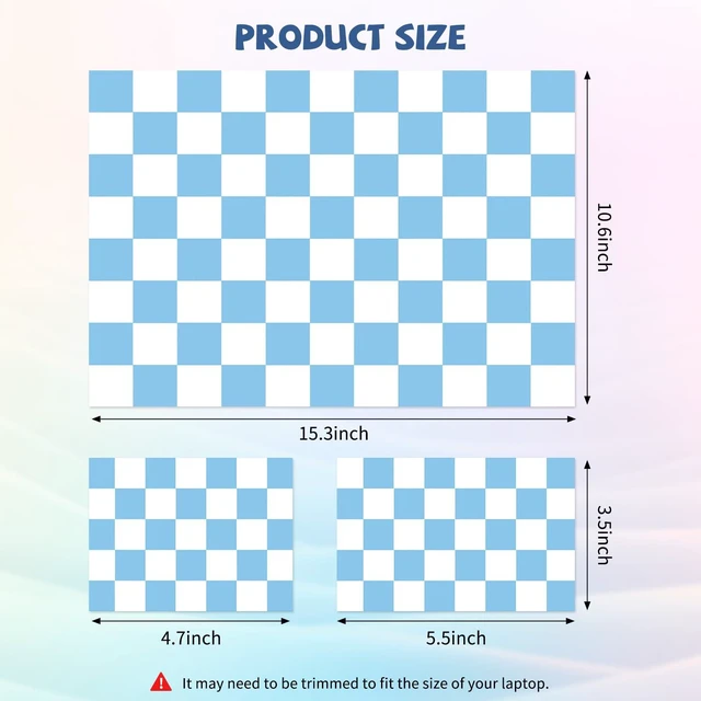 Alt view image 4 of 6 - Blue Checkered Laptop Skin Sticker Cute Netbook Skins Decal Laptop Cover Fit for 12.1 13 13.3 14 15 15.4 15.6 inch Laptop Waterproof Art Protector