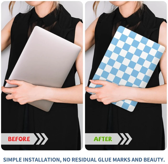 Alt view image 6 of 6 - Blue Checkered Laptop Skin Sticker Cute Netbook Skins Decal Laptop Cover Fit for 12.1 13 13.3 14 15 15.4 15.6 inch Laptop Waterproof Art Protector