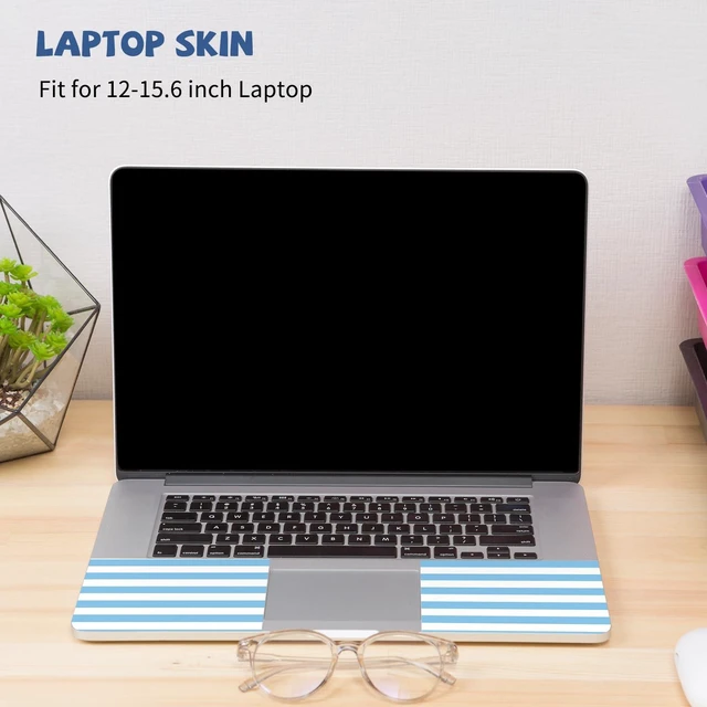 Alt view image 2 of 6 - Blue Striped Laptop Skin Sticker Cute Netbook Skins Decal Laptop Cover Fit for 12.1 13 13.3 14 15 15.4 15.6 inch Laptop Waterproof Art Protector
