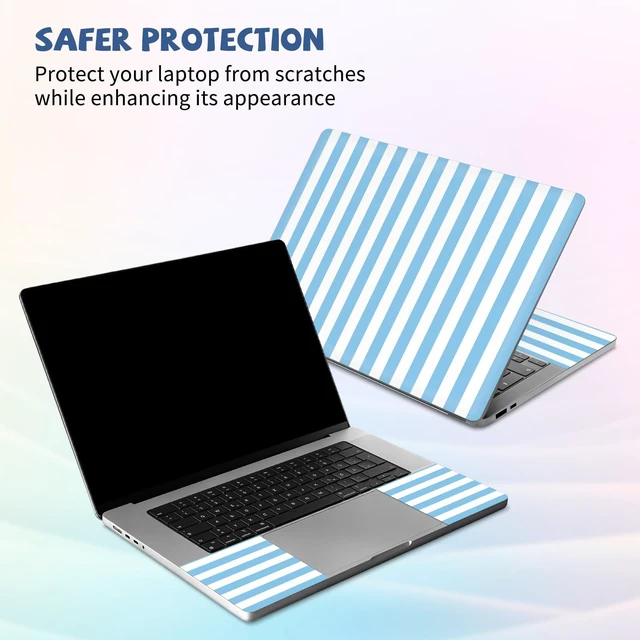 Alt view image 3 of 6 - Blue Striped Laptop Skin Sticker Cute Netbook Skins Decal Laptop Cover Fit for 12.1 13 13.3 14 15 15.4 15.6 inch Laptop Waterproof Art Protector