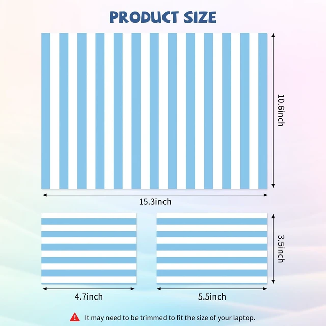 Alt view image 4 of 6 - Blue Striped Laptop Skin Sticker Cute Netbook Skins Decal Laptop Cover Fit for 12.1 13 13.3 14 15 15.4 15.6 inch Laptop Waterproof Art Protector
