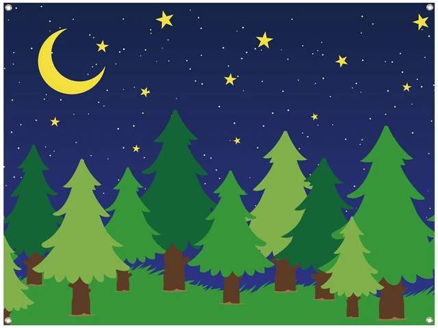 Main image of 6 x 8 ft Enchanted Forest Camping Backdrop Scene Camping Background Supplies Forest Night Scene Photography Background for Theme Party Photo Banner Decoration