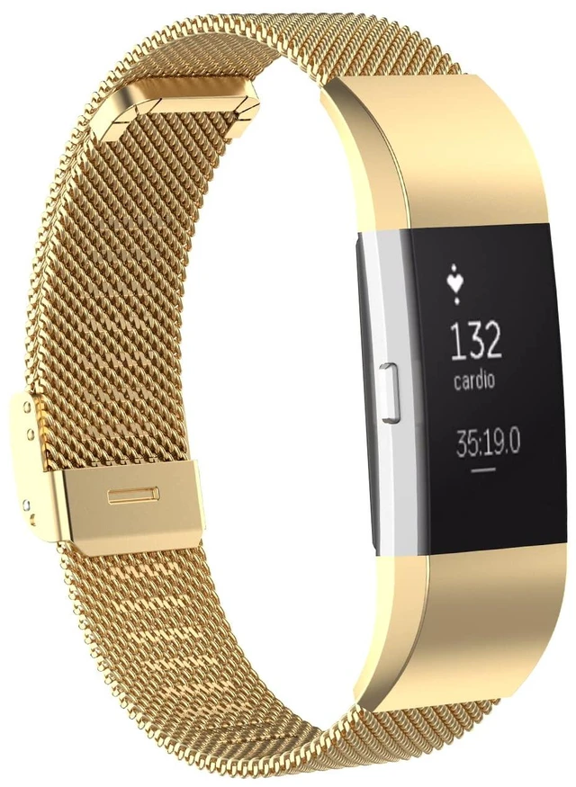 Main image of Metal Band Compatible with Fitbit Charge 2 / Charge 2 HR Mesh Woven Stainless Steel Smartwatch Wristbands Replacement Strap