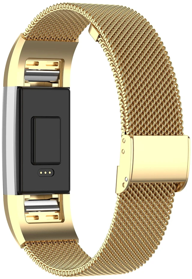 Alt view image 2 of 7 - Metal Band Compatible with Fitbit Charge 2 / Charge 2 HR Mesh Woven Stainless Steel Smartwatch Wristbands Replacement Strap