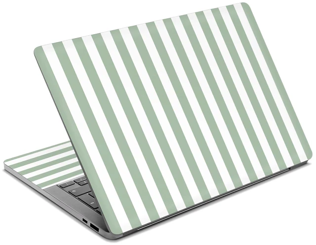Main image of Green Striped Laptop Skin Sticker Cute Netbook Skins Decal Laptop Cover Fit for 12.1 13 13.3 14 15 15.4 15.6 inch Laptop Waterproof Art Protector