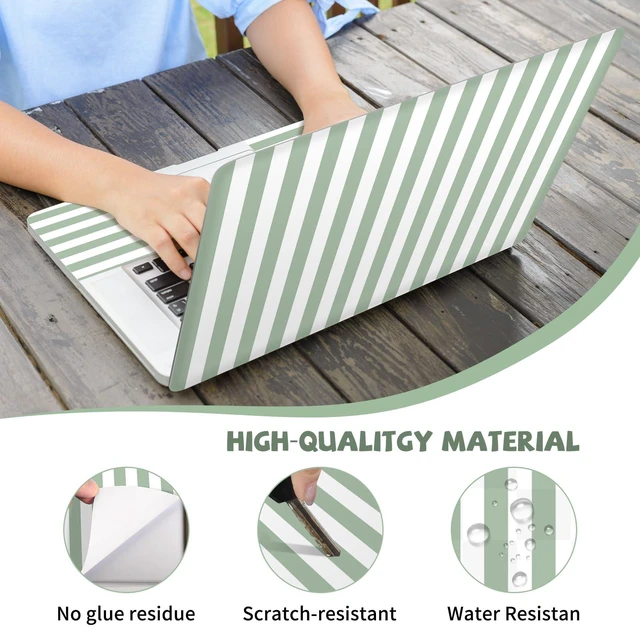 Alt view image 5 of 6 - Green Striped Laptop Skin Sticker Cute Netbook Skins Decal Laptop Cover Fit for 12.1 13 13.3 14 15 15.4 15.6 inch Laptop Waterproof Art Protector