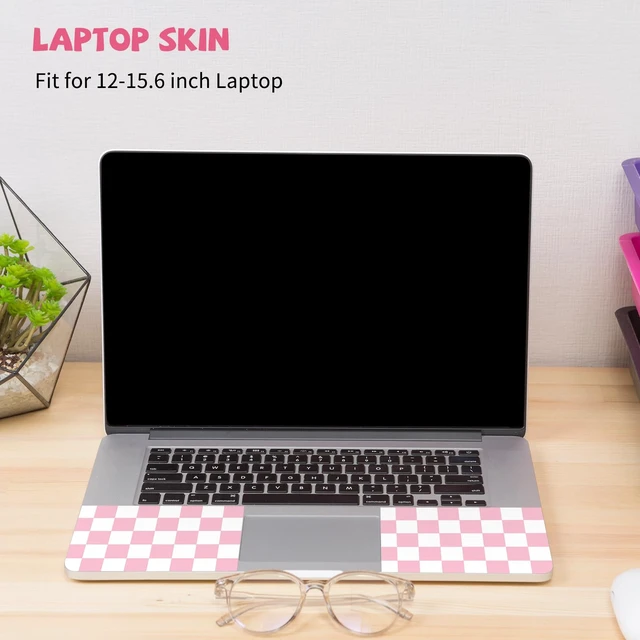 Alt view image 2 of 6 - Pink Checkered Laptop Skin Sticker Cute Netbook Skins Decal Laptop Cover Fit for 12.1 13 13.3 14 15 15.4 15.6 inch Laptop Waterproof Art Protector