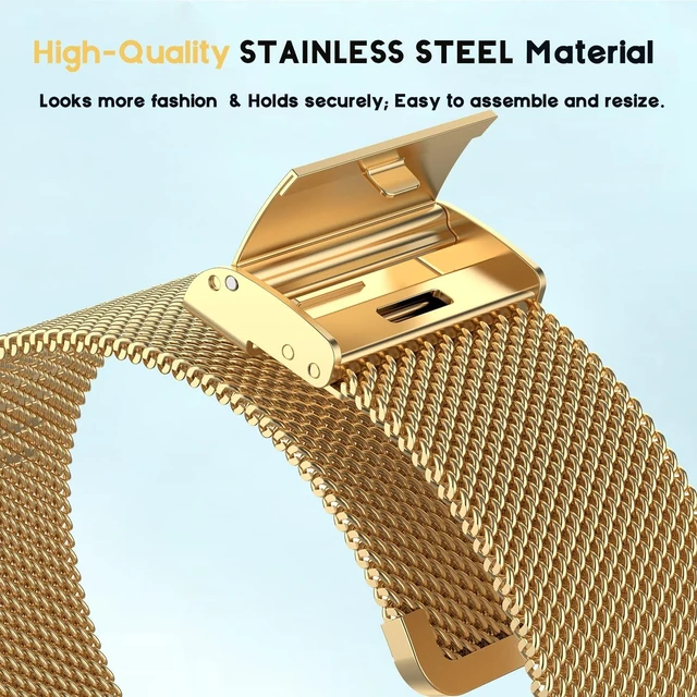 Alt view image 4 of 7 - Metal Band Compatible with Fitbit Charge 2 / Charge 2 HR Mesh Woven Stainless Steel Smartwatch Wristbands Replacement Strap