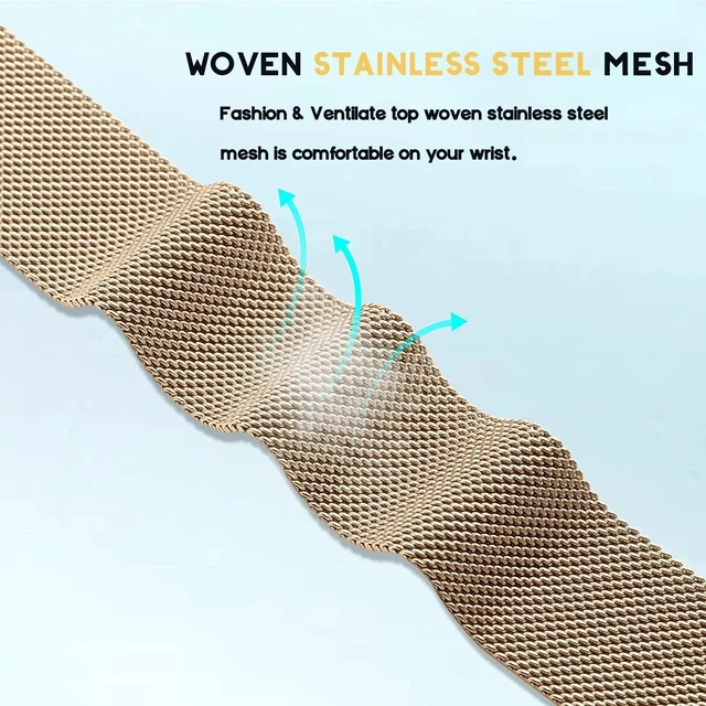 Alt view image 5 of 7 - Metal Band Compatible with Fitbit Charge 2 / Charge 2 HR Mesh Woven Stainless Steel Smartwatch Wristbands Replacement Strap