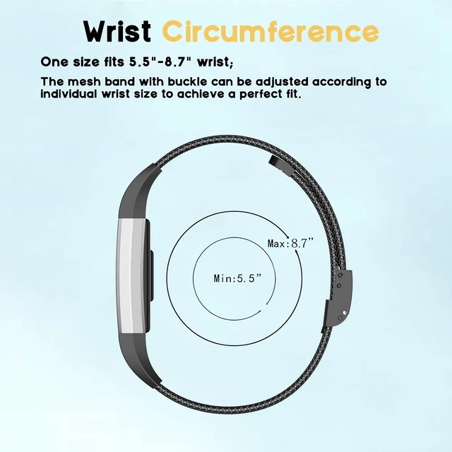 Alt view image 6 of 7 - Metal Band Compatible with Fitbit Charge 2 / Charge 2 HR Mesh Woven Stainless Steel Smartwatch Wristbands Replacement Strap