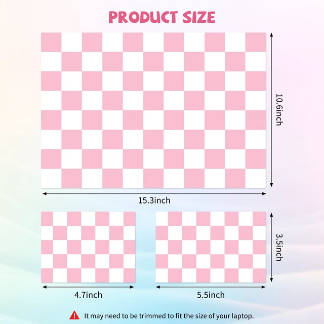 Alt view image 4 of 6 - Pink Checkered Laptop Skin Sticker Cute Netbook Skins Decal Laptop Cover Fit for 12.1 13 13.3 14 15 15.4 15.6 inch Laptop Waterproof Art Protector