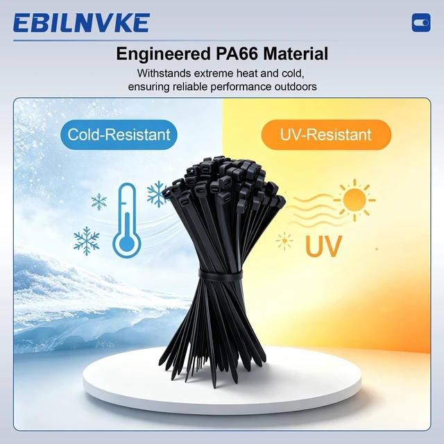 Alt view image 6 of 7 - 500Pack Heavy Duty Zip Ties 8+12+14+18Inch 220lbs Black Cable Ties Ultra Strong Tensile Strength, UV Resistant Plastic Ties for Indoor & Outdoor Use