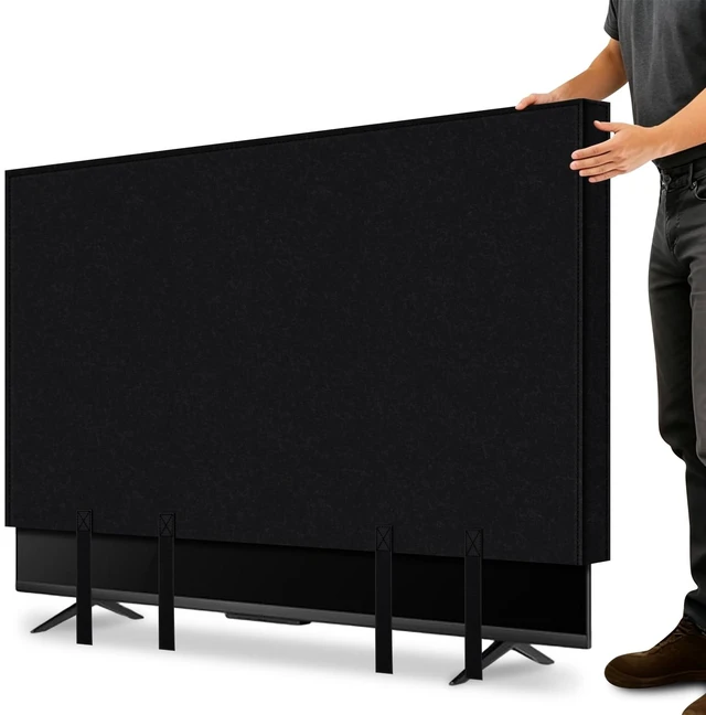 Main image of TV Cover for Moving & Shipping, Heavy Duty Felt TV Cover 60"-65" Flat Screen, Anti-Scratch TV Protector with Bottom Strap, Protect Your TV During Moving, Storage, Renovation & From Pet Scratches