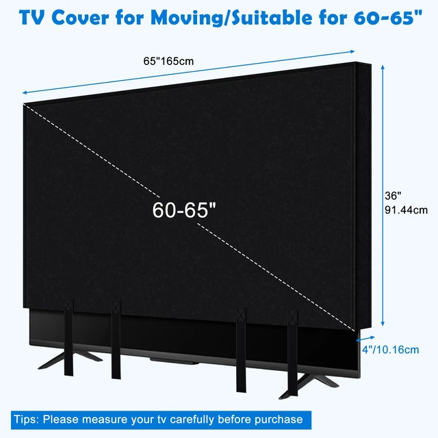Alt view image 2 of 7 - TV Cover for Moving & Shipping, Heavy Duty Felt TV Cover 60"-65" Flat Screen, Anti-Scratch TV Protector with Bottom Strap, Protect Your TV During Moving, Storage, Renovation & From Pet Scratches
