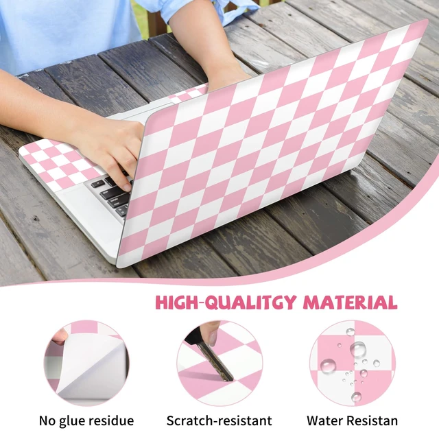 Alt view image 5 of 6 - Pink Checkered Laptop Skin Sticker Cute Netbook Skins Decal Laptop Cover Fit for 12.1 13 13.3 14 15 15.4 15.6 inch Laptop Waterproof Art Protector