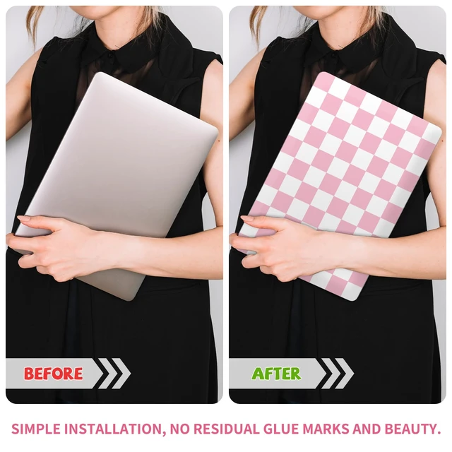 Alt view image 6 of 6 - Pink Checkered Laptop Skin Sticker Cute Netbook Skins Decal Laptop Cover Fit for 12.1 13 13.3 14 15 15.4 15.6 inch Laptop Waterproof Art Protector