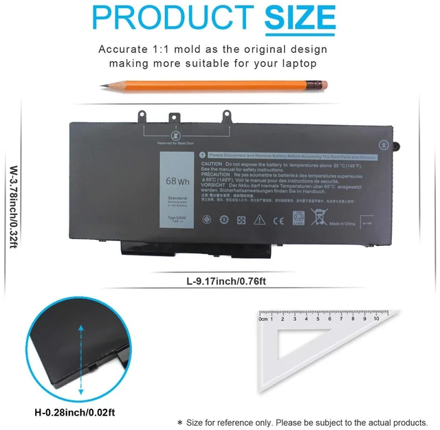 Alt view image 4 of 7 - 68Wh GJKNX Battery Replacement Dell Latitude 5480 Laptop Battery for Latitude 5580 5280 5488 5590 5591 5490 5491 5495 E5480 E5580 E5490 E5590 Precision 15 3520 3530 GD1JP DY9NT 5YHR4 451-BBZG