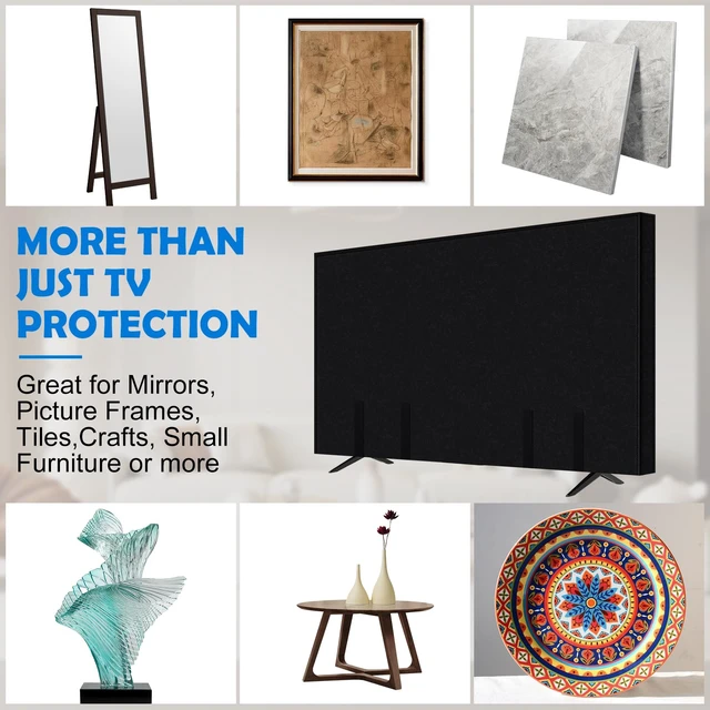 Alt view image 7 of 7 - TV Cover for Moving & Shipping, Heavy Duty Felt TV Cover 60"-65" Flat Screen, Anti-Scratch TV Protector with Bottom Strap, Protect Your TV During Moving, Storage, Renovation & From Pet Scratches