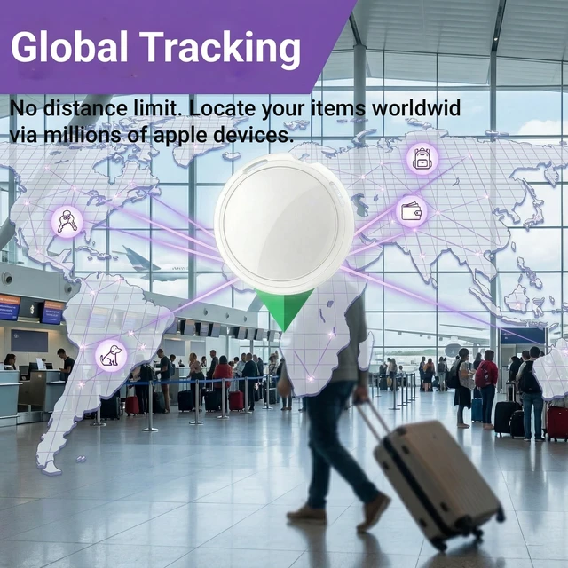 Alt view image 4 of 7 - 2 Pack GPS Tracker for Vehicles No Subscription Car Tracker Find My iOS Only Bluetooth Locator with Global Tracking Loud Alarm Replaceable Battery for Cars Bikes Pets Luggage No SIM Required