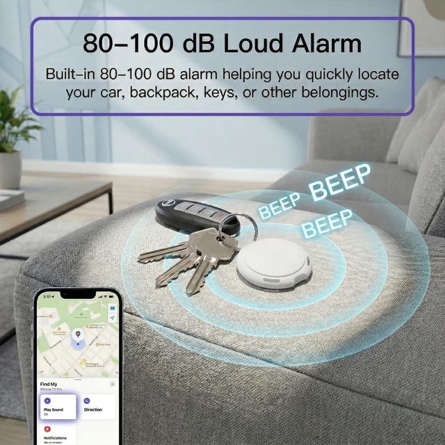 Alt view image 5 of 7 - 2 Pack GPS Tracker for Vehicles No Subscription Car Tracker Find My iOS Only Bluetooth Locator with Global Tracking Loud Alarm Replaceable Battery for Cars Bikes Pets Luggage No SIM Required