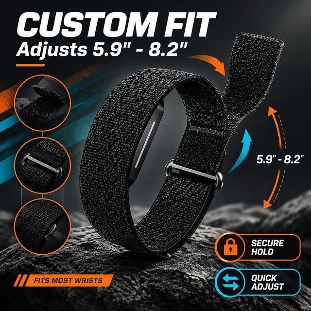 Alt view image 3 of 7 - Nylon Sport Band Compatible with Hume Band 2.0, Adjustable Breathable Hook and Loop Replacement Wristband for Men Women