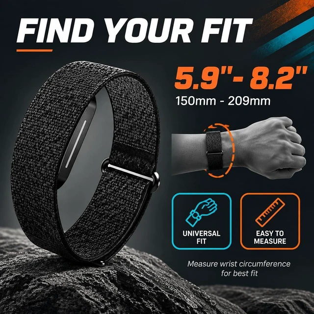 Alt view image 5 of 7 - Nylon Sport Band Compatible with Hume Band 2.0, Adjustable Breathable Hook and Loop Replacement Wristband for Men Women