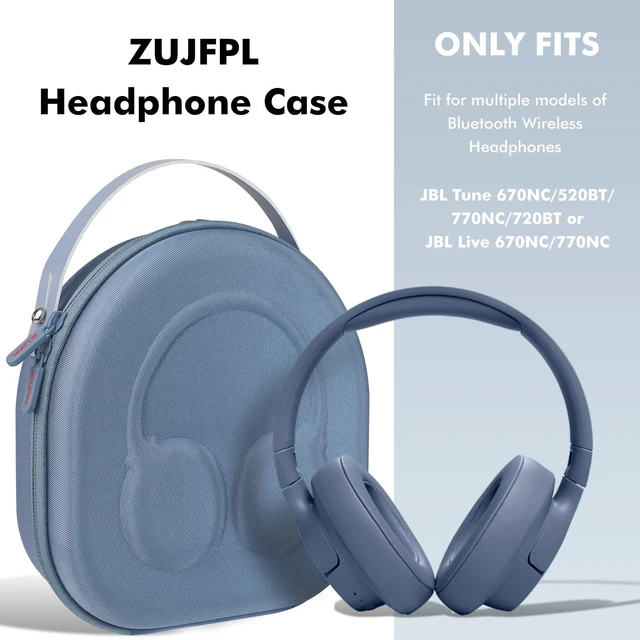 Alt view image 2 of 7 - EVA Hard Shell Case for JBL TUN 670NC/520BT/770NC/720BT and JBL Live 670NC/770NC and Anker Soundcore Life Q20i Wireless Headphones, Premium Travel Protective Headphone Storage Bag - Blue