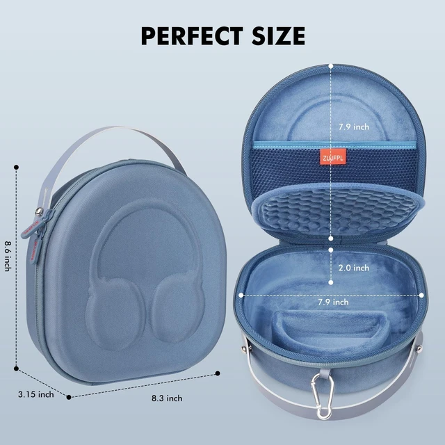 Alt view image 3 of 7 - EVA Hard Shell Case for JBL TUN 670NC/520BT/770NC/720BT and JBL Live 670NC/770NC and Anker Soundcore Life Q20i Wireless Headphones, Premium Travel Protective Headphone Storage Bag - Blue