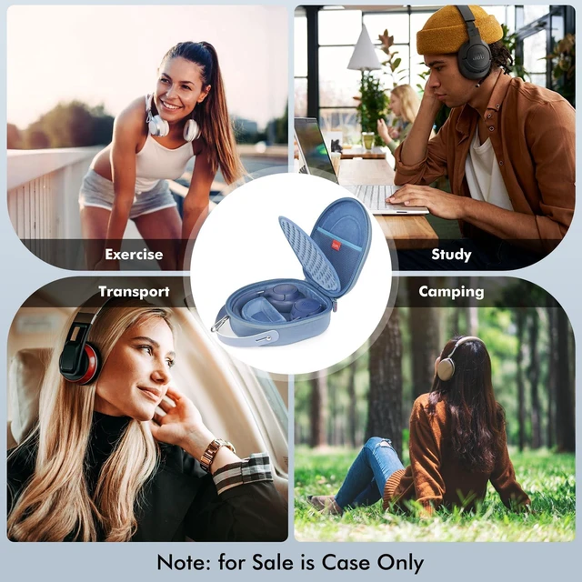 Alt view image 7 of 7 - EVA Hard Shell Case for JBL TUN 670NC/520BT/770NC/720BT and JBL Live 670NC/770NC and Anker Soundcore Life Q20i Wireless Headphones, Premium Travel Protective Headphone Storage Bag - Blue