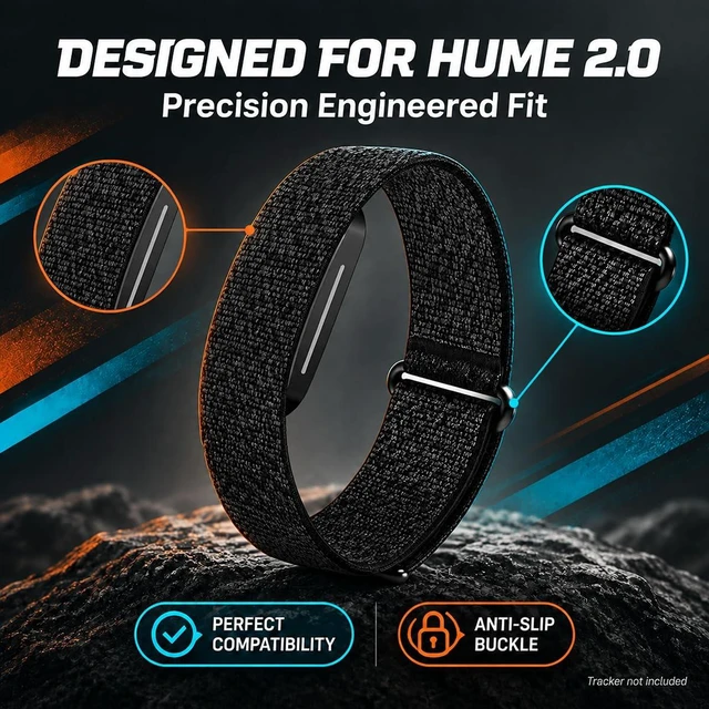 Alt view image 6 of 7 - Nylon Sport Band Compatible with Hume Band 2.0, Adjustable Breathable Hook and Loop Replacement Wristband for Men Women