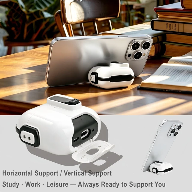 Alt view image 3 of 7 - for AirPods 5/4 Case (2026/2024), with Lock & Phone Stand & Cute Automatic Snap Switch Secure Cover with Cleaner Kit & Carabiner Keychain & Braided Lanyard (Black, Airpods 5/4)