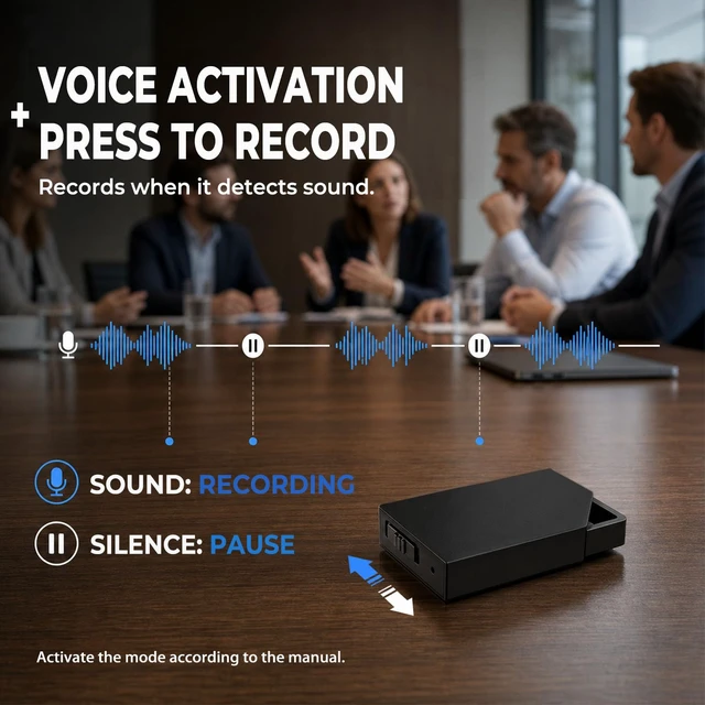 Alt view image 3 of 7 - Voice Recorder with Playback,Audio Recorder,Tape Recorder,Recorder 64GB Memory, USB Charging, Voice Recorder Meetings, Lectures (1*0.8*0.2)