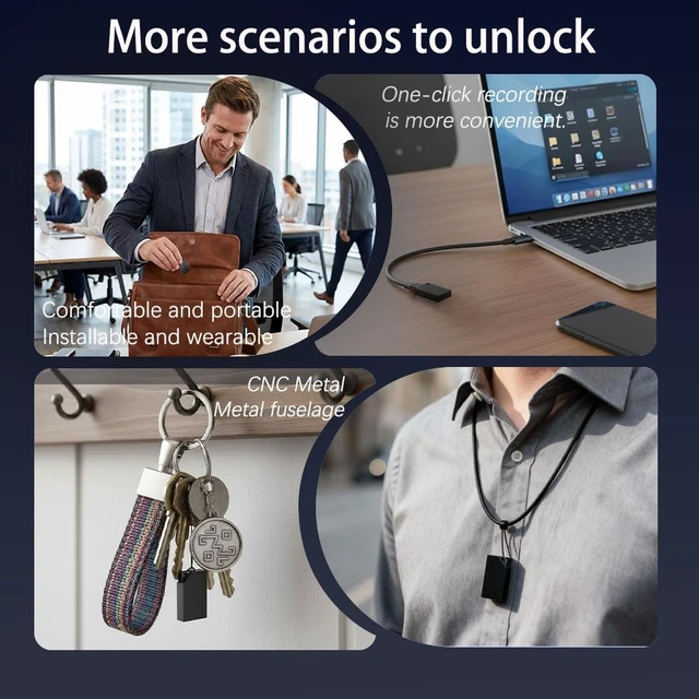 Alt view image 7 of 7 - Voice Recorder with Playback,Audio Recorder,Tape Recorder,Recorder 64GB Memory, USB Charging, Voice Recorder Meetings, Lectures (1*0.8*0.2)