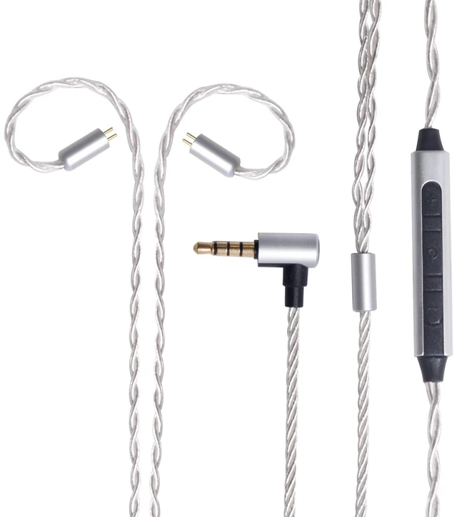 Main image of Earphone Upgrade Cable,0.78mm 2pin Earbuds Replacement Cord,4 Cores OFC Silver Plated Earphones Audio Adapter for KZ ES4 ED16 ZS5 ZS6 ZSR ZST ZS10 (0.78mm,Sliver,Mic)