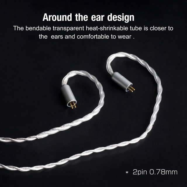 Alt view image 5 of 6 - Earphone Upgrade Cable,0.78mm 2pin Earbuds Replacement Cord,4 Cores OFC Silver Plated Earphones Audio Adapter for KZ ES4 ED16 ZS5 ZS6 ZSR ZST ZS10 (0.78mm,Sliver,Mic)