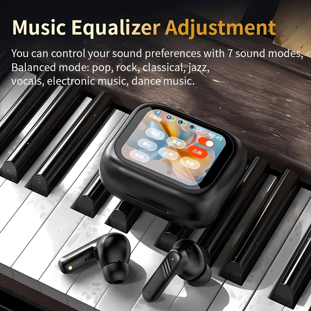 Alt view image 7 of 7 - ANC Wireless Earbuds with Smart Touch Screen -Active Noise Cancelling Bluetooth 5.4 in Ear Earphones with Microphone,Stereo Sound - Long Battery Life Ear Buds Compatible with iPhone, Android
