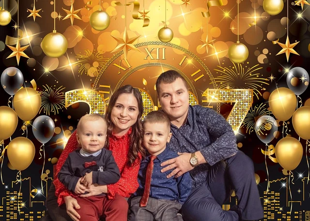 Alt view image 4 of 7 - 2027 Happy New Year Banner Backdrop 10x8FT Black and Gold Fireworks New Years Eve Photography Background for NYE Decorations 2027 New Years Eve Party Supplies NYE Party Favor