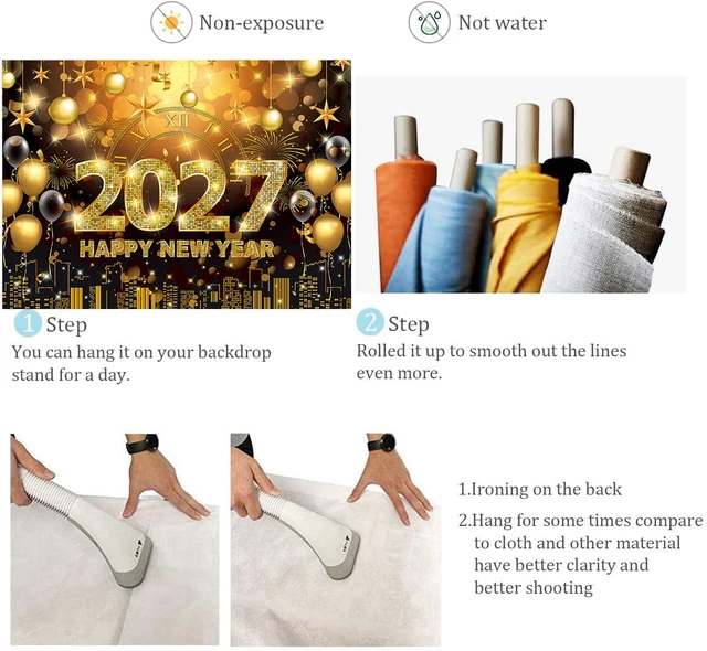 Alt view image 7 of 7 - 2027 Happy New Year Banner Backdrop 10x8FT Black and Gold Fireworks New Years Eve Photography Background for NYE Decorations 2027 New Years Eve Party Supplies NYE Party Favor