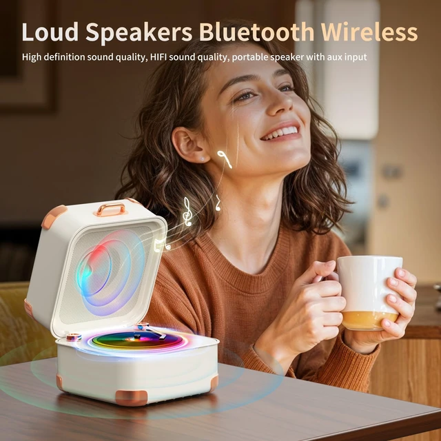 Alt view image 6 of 7 - Portable Bluetooth Speaker,Mini Record Player,HD Sound Quality, Mini Bluetooth Speaker, up to 8 Hours of Play Time,TWS Pairing,Suitable for Family Parties, Birthday Gifts2026 Spring Women's Gifts