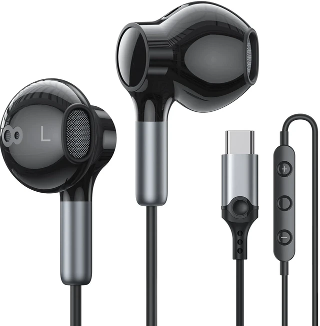 Main image of USB C Headphones for iPhone 17 16 15 Pro Max Plus USB C Wired Earbuds Ear Buds Wired Type C Earphones with Mic Volume Control HiFi Stereo for iPhone iPad 10 Samsung Galaxy S26 S25 S24 Google Pixel 8 7