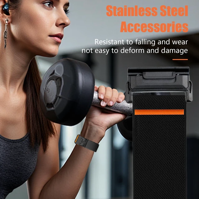 Alt view image 4 of 7 - Nylon Bands Compatible with Garmin Fenix 8 47mm/7 Pro/7/6 Pro/6/Epix Pro 47mm/Approach S60/S62/S70/Quatix 7/7PRO/Forerunner 970/965/945 Adjustable Sport Replacement Straps for Women Men